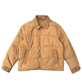 Y105-P218控298外聚酯纤维编织面料拼接假两件翻领羽绒服50绒，男装羽绒服，电商A216