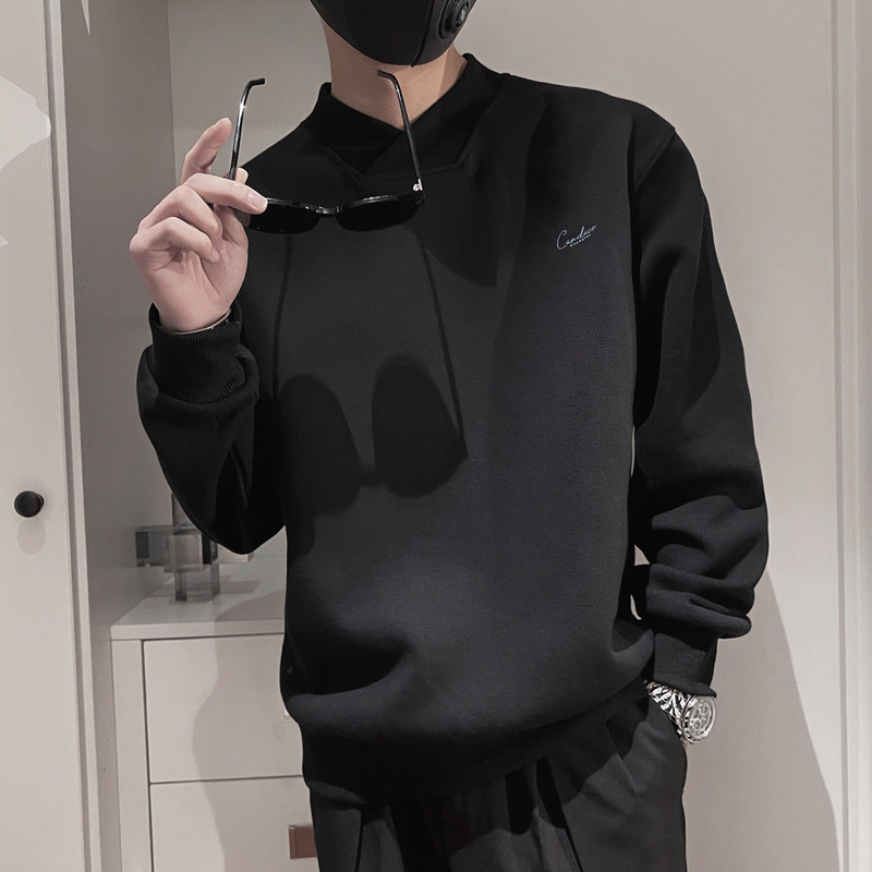 WY81-P68控982023年秋季男套头刺绣网红折领长袖外套卫衣,男装卫衣,电商A216