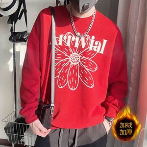 WY192-P88 控118 卫衣男秋冬季男士加绒打底衫新款男装内搭上衣黑图片