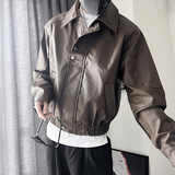 PY01-P178-控23870%PU30%涤纶短款皮衣大门襟分割裁剪结构，男装皮衣，电商A216