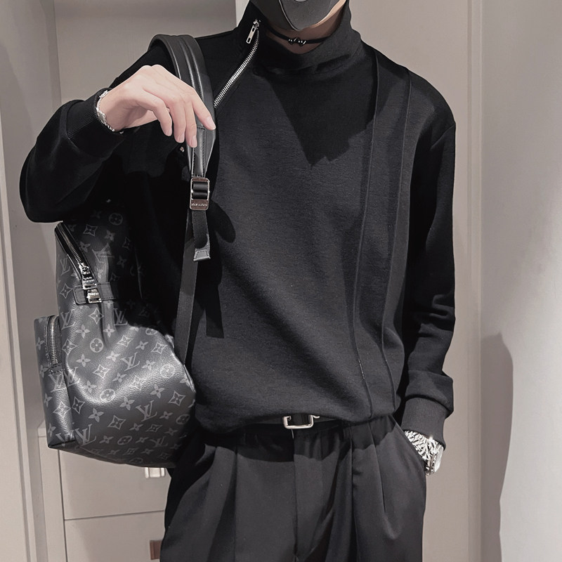 WY162-P68控982023秋季新款卫衣男社会小伙高级风设计感半高领,男装卫衣,电商A216