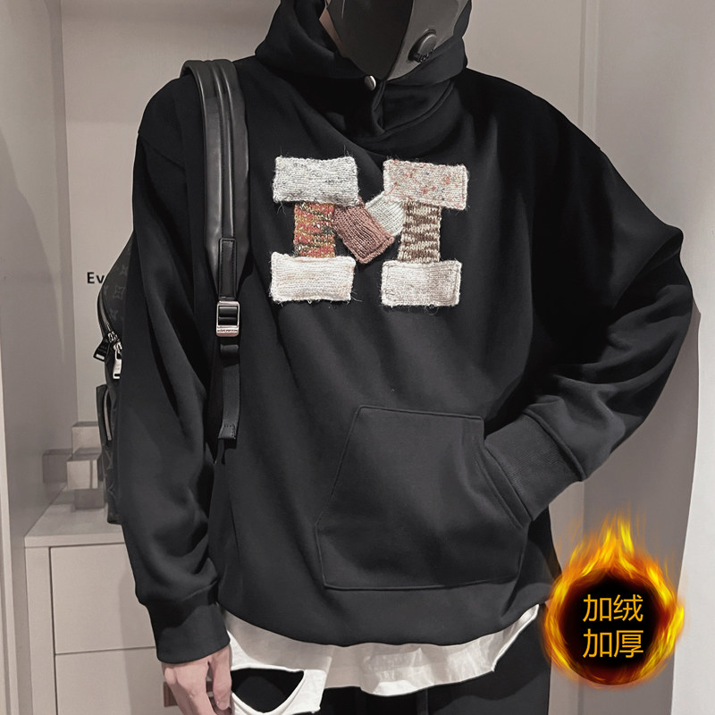 WY187-P108-控148连帽卫衣男冬款美式冬oversize加绒加厚潮红2,男装卫衣,电商A216