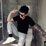 D00-特P30夏季新款圆领纯色百搭短袖男光板上衣潮男，男装T恤，电商A216