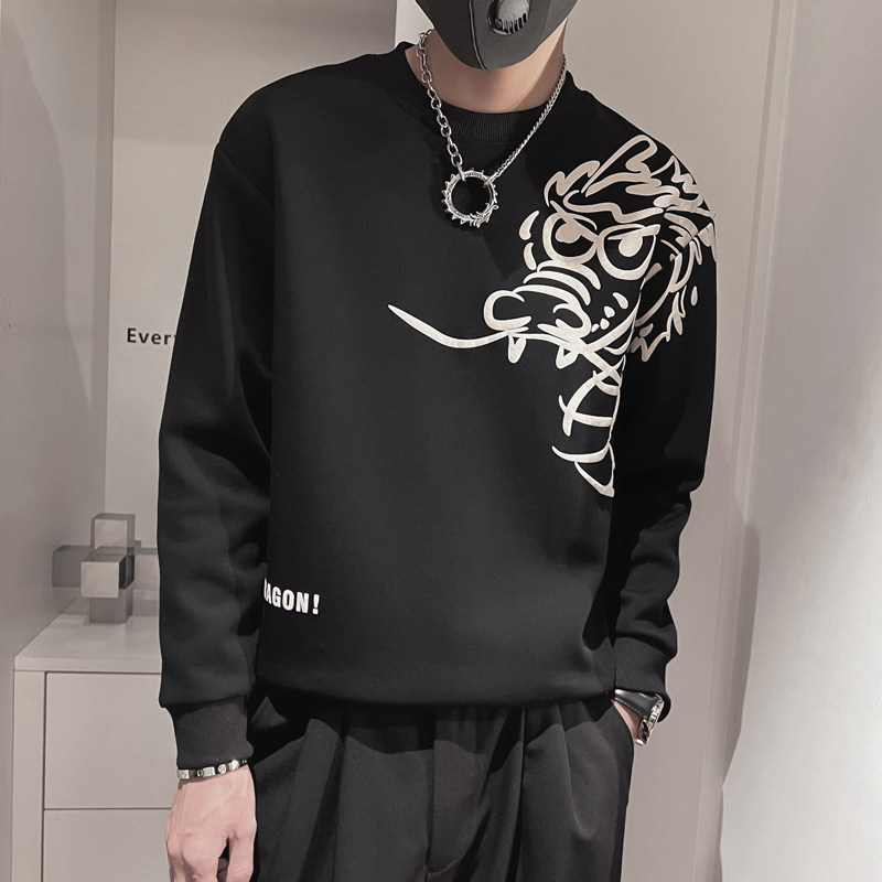 WY151-P58控78秋季社会小伙修身圆领卫衣男长袖外套印花套头T,男装卫衣,电商A216