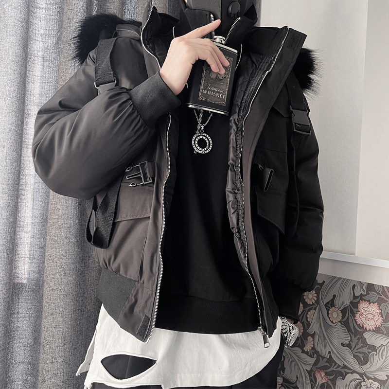 Y90-P135 控175 大毛领连帽棉服男冬季加厚棉袄子外套面包服棉衣图片