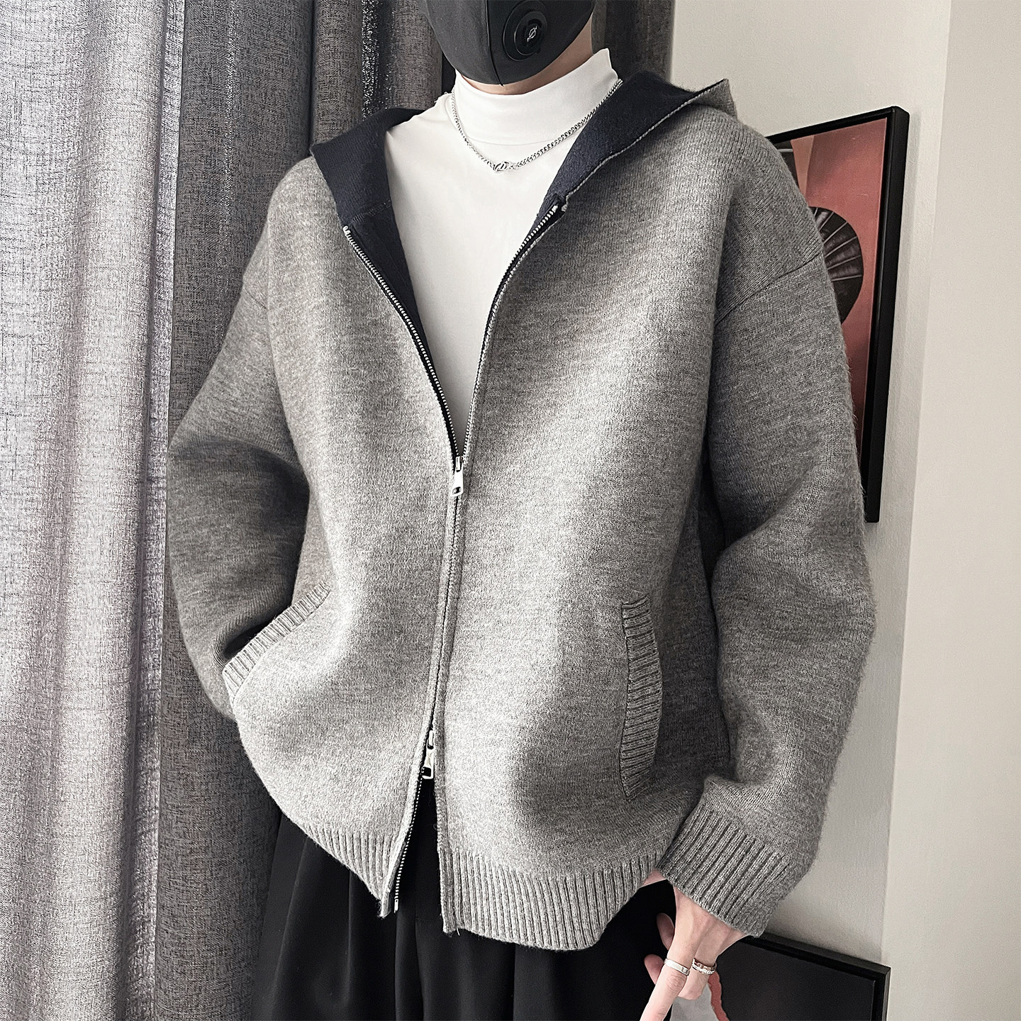 MX255P118控158M-3XL41%腈纶31.5%聚酯纤维27.5%锦纶开衫连帽外套,女装短外套,电商A216