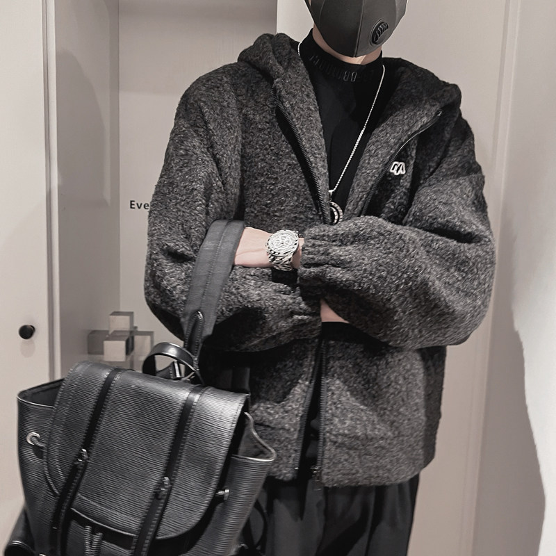 WT69-P158-控208-M-3XL面料85%涤纶15%人棉连帽仿呢子外套宽,男装夹克,电商A216