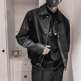 PY01-P178-控23870%PU30%涤纶短款皮衣大门襟分割裁剪结构，男装皮衣，电商A216