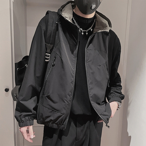 WT66-M-3XL-P118控158聚酯纤维连帽异色内衬双层夹克微阔版型图片