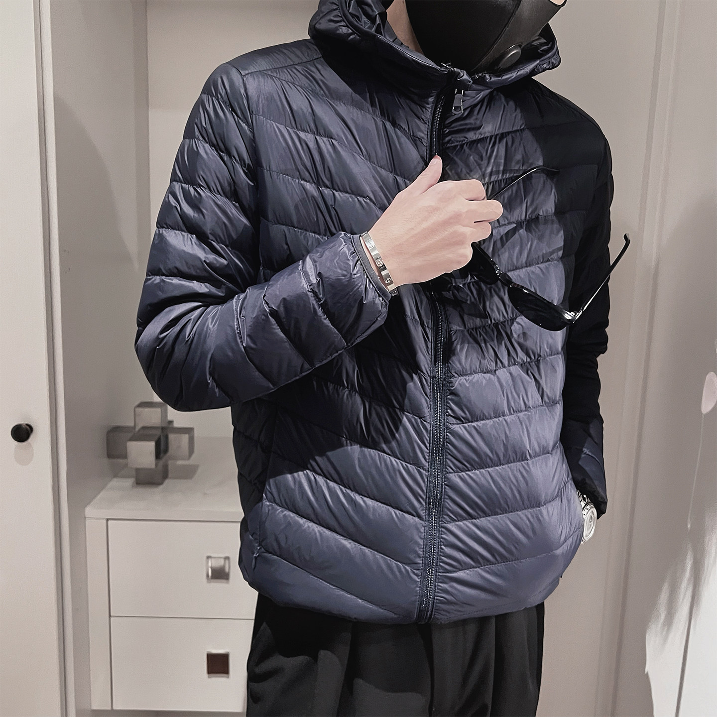 Y118-P128控178-M-3XL-聚酯纤维50绒50-100排骨格连帽羽绒服,男装羽绒服,电商A216