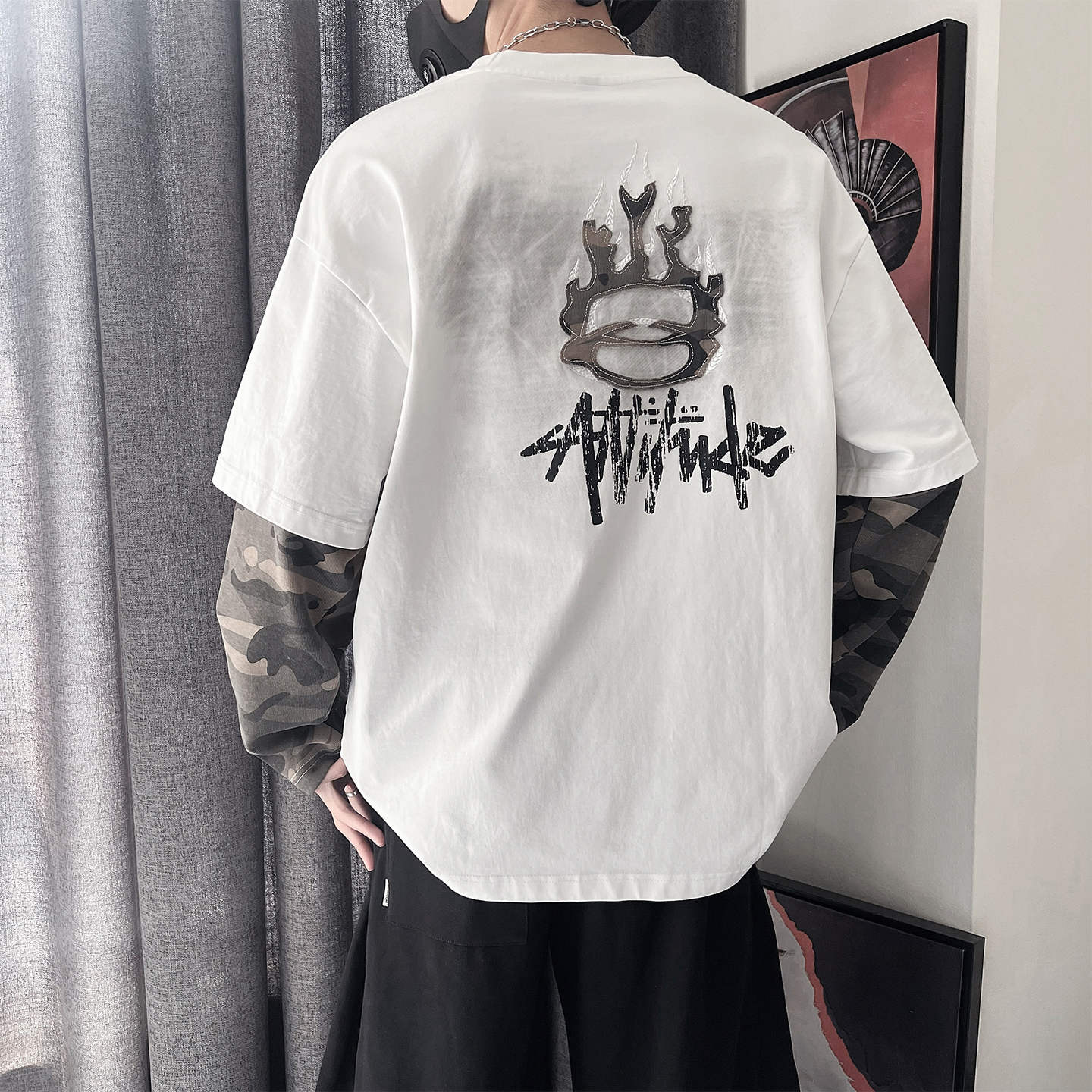 WY299-P68-控98M-2XL-P棉假两件套袖长袖，男装卫衣，电商A216