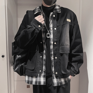 WT72特P138控178M-3XL74%棉19%聚酯纤维7%粘胶水洗棉假两件翻领夹图片