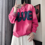 WY290-P88控118M-2XL-60%棉40%聚酯纤维牛仔料猫须贴布绣卫衣宽松，男装卫衣，电商A216