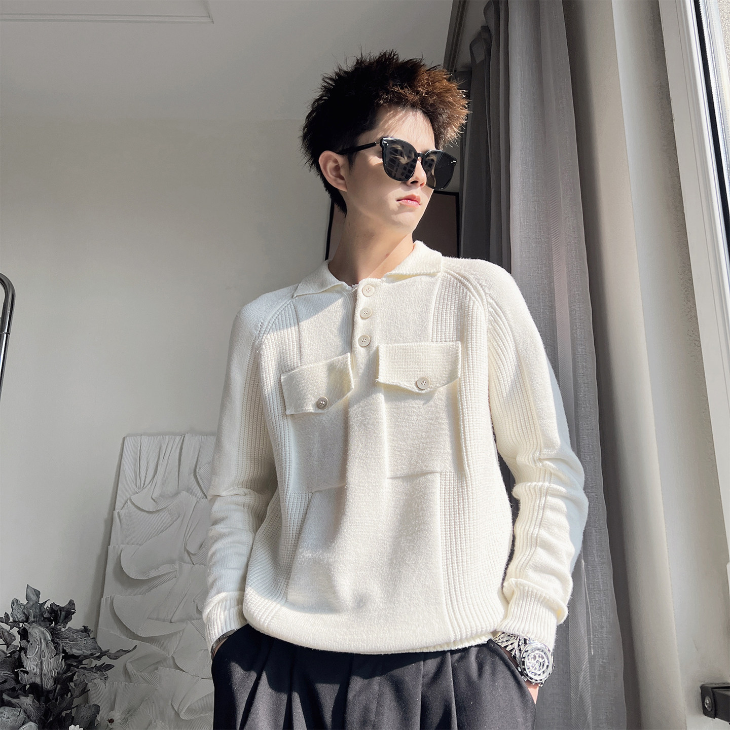 MX309-P88M-3XL控125毛衣50%粘胶28%尼龙22%涤纶，男装针织衫/毛衣，电商A216