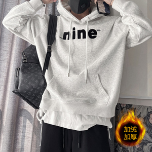 WY186-P98-控138 oversize卫衣男秋冬装衣服加绒加厚连帽外衣潮灰图片