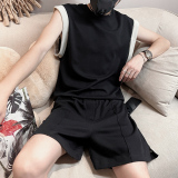 TZ53B-P78控119夏季背心套装男t恤男装一套搭配短裤坎肩两件装，男装休闲套装，电商A216