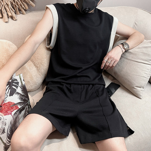 TZ53B-P78 控119 夏季背心套装男坎肩t恤男装一套搭配短裤两件装图片