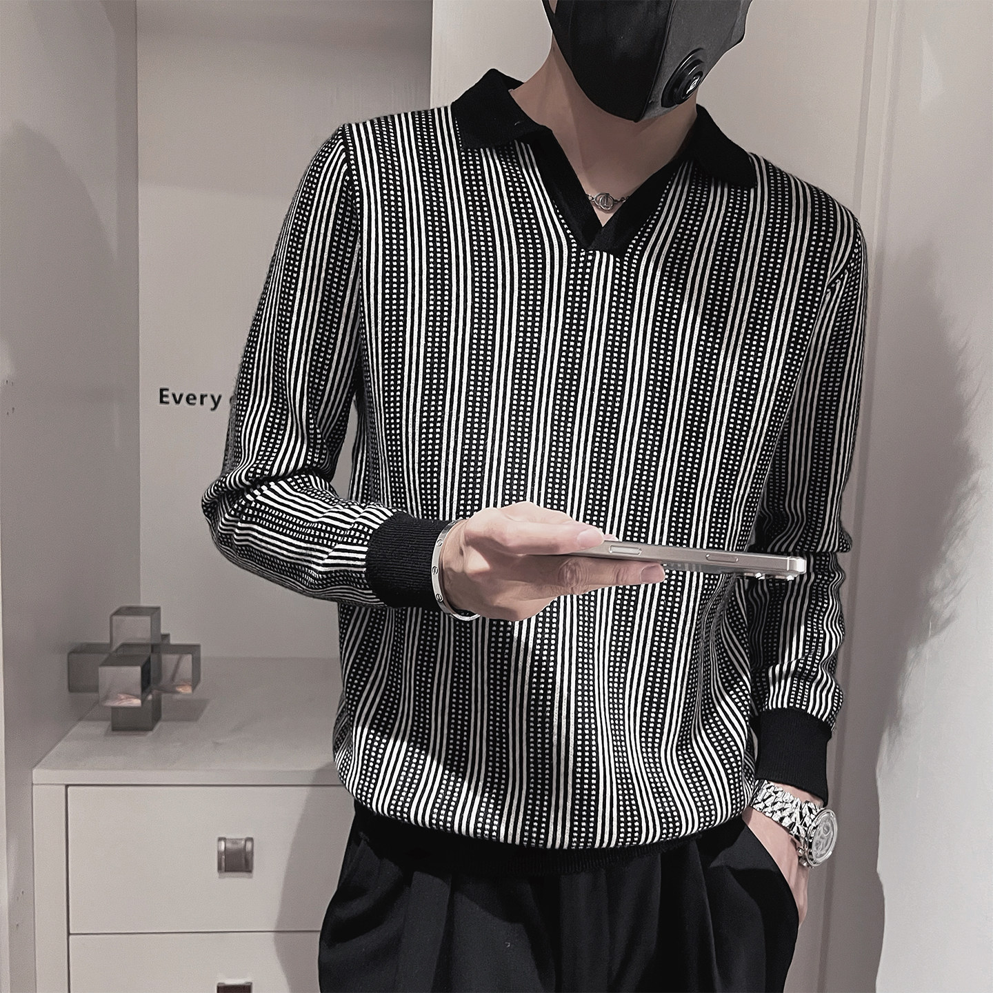 MX237-P68控98-M-3XL50%腈纶28%聚酯纤维22%锦纶老钱风格纹针织衫,男装针织衫/毛衣,电商A216
