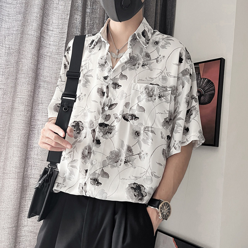 S52B-M-3XLP58-控78涤纶夏日轻透满花衬衣微阔版型2,男装衬衫,电商A216