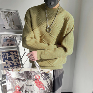 MX158-P88 控118 秋冬季毛衣男针织保暖线圆领纯色打底衫加厚衣服图片
