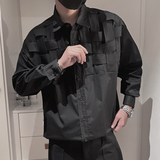 CS18-P68控982023秋季宽松衬衣男长袖休闲痞帅潮男帅气衬衣，男装衬衫，电商A216