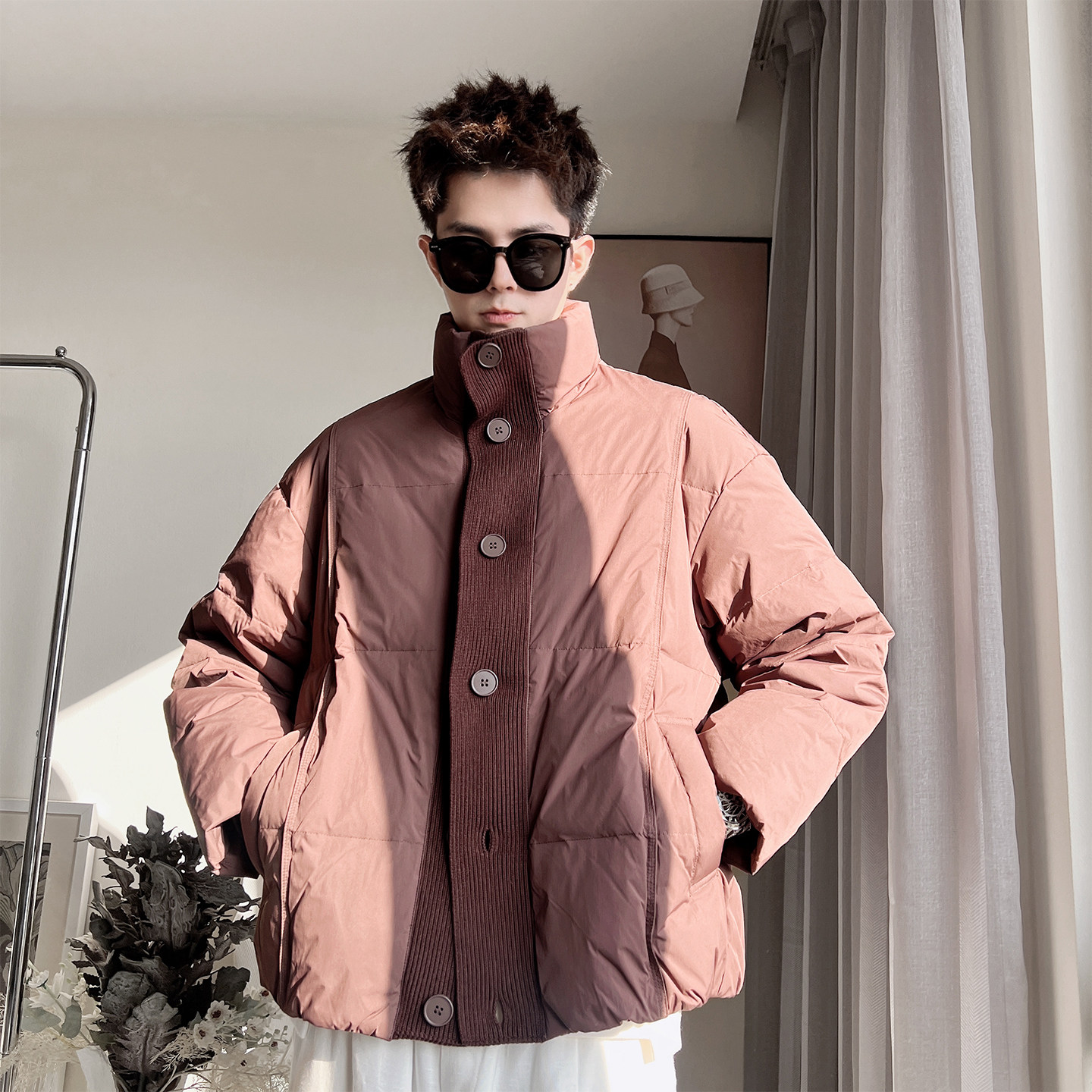 Y130-P248-控M-3XL-锦纶50绒（200-250克）针织门襟羽绒棉服，男装棉衣，电商A216