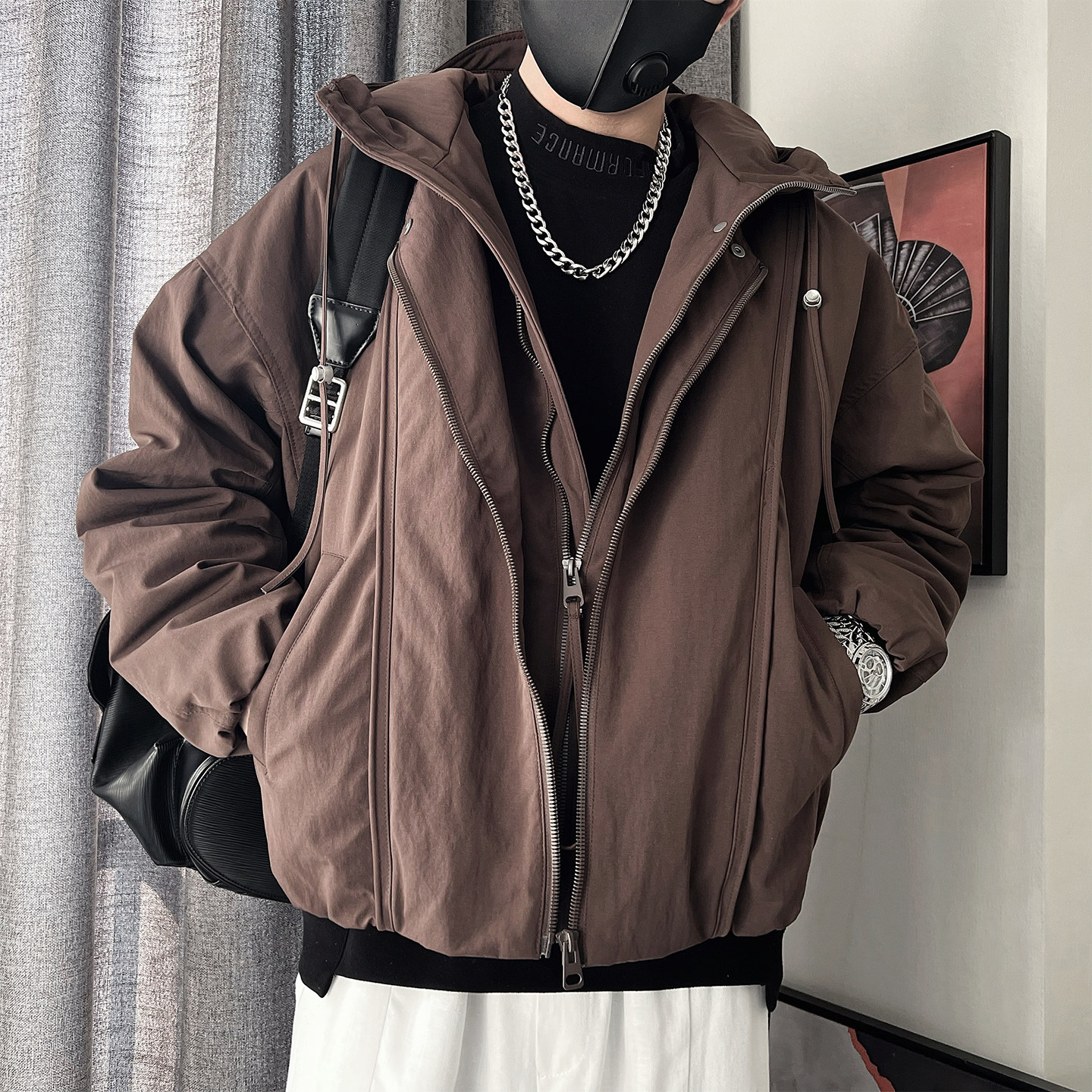 Y111-M-3XL-P328-控408-聚酯纤维90绒（50-1假两件襟羽绒服,男装羽绒服,电商A216