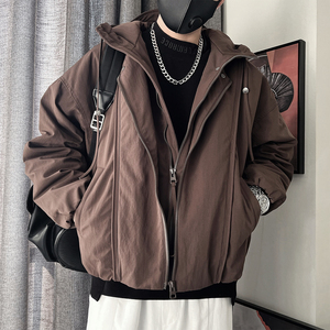 Y111-M-3XL-P328-控408-聚酯纤维 90绒 （50-1假两件襟羽绒服图片