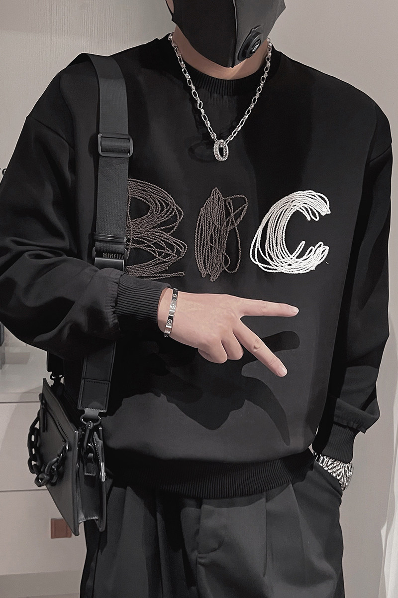 WY132-P58控88秋季新款卫衣男刺绣套头圆领男士社会小伙卫衣,男装卫衣,电商A216