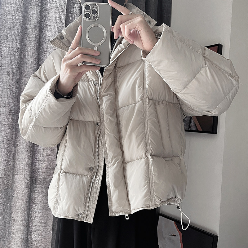 Y96-P298控378外聚酯纤维正方压格短款90绒羽绒服面包服版型,男装羽绒服,电商A216