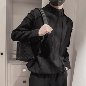 WY209-P68 控98休闲外套男春设计感ins痞帅修身立领拉链长袖夹克图片