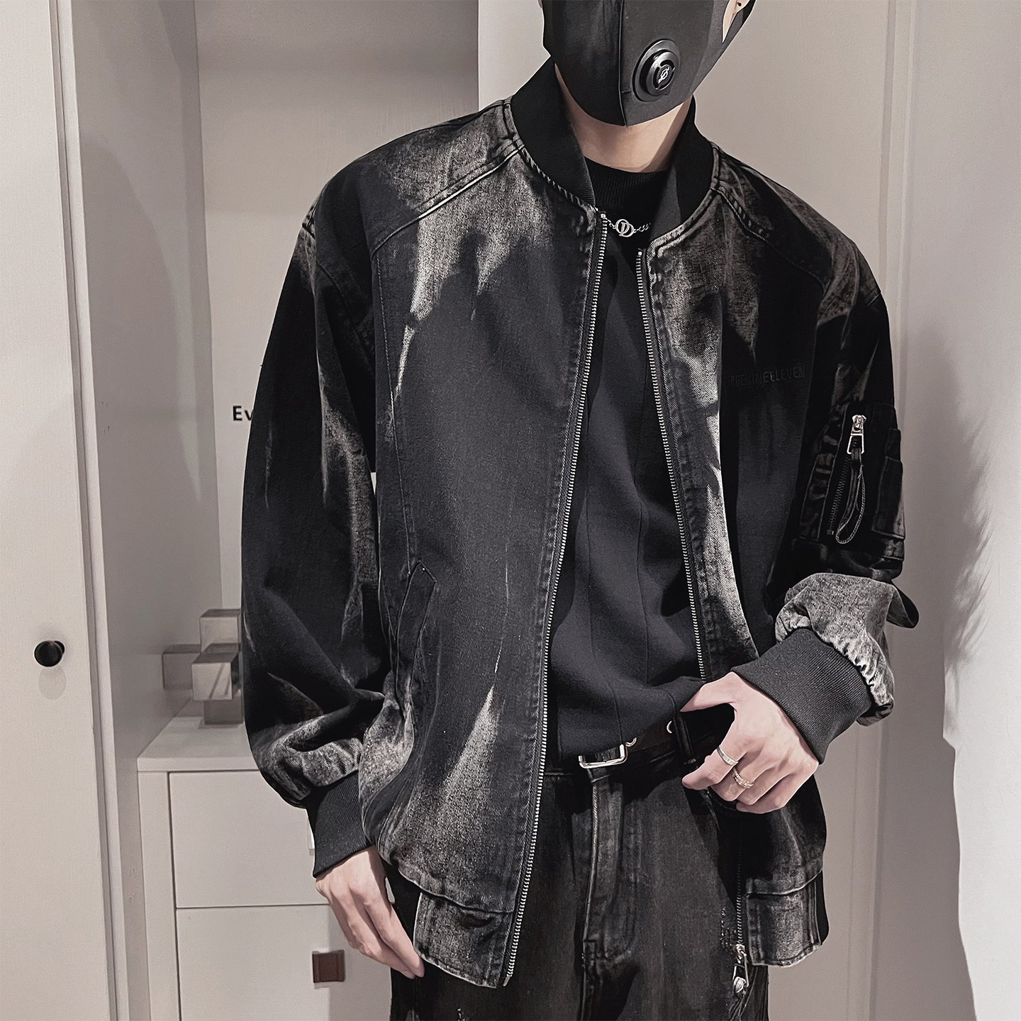 WT89-P128-控168-M-3XL-65%棉35聚酯纤维扎染牛仔夹克，男装夹克，电商A216