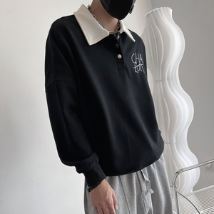 WY177 -特P78 POLO领卫衣男潮牌套头衫体恤2023新款秋季男装长袖T图片
