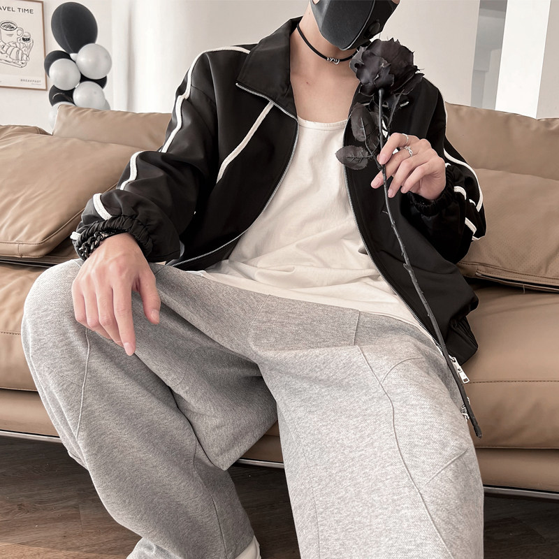 WT36-特P1282023新款夹克男潮牌社会小伙立领织带帅气外套男衣服,男装夹克,电商A216
