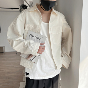 WT31-特P58 控78 秋季男士休闲亮色潮牌短款社会小伙上衣外套米图片