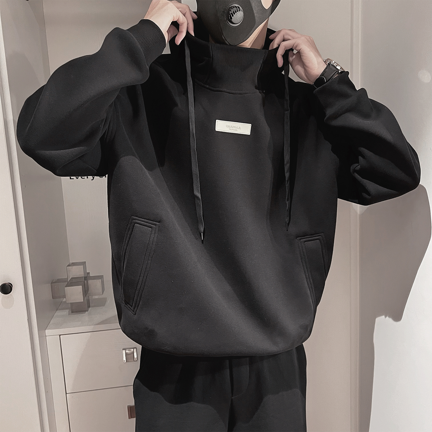 WY300-P88控118M-3XL53.4%棉46.6%聚酯纤维加绒高封领连帽卫衣，男装卫衣，电商A216