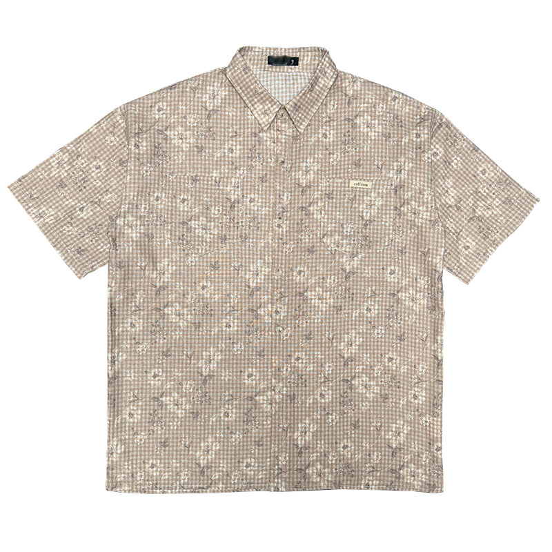 S69-特P58-控78M-3XL聚酯纤维满身花双口袋小方领衬衣微阔版,男装衬衫,电商A216