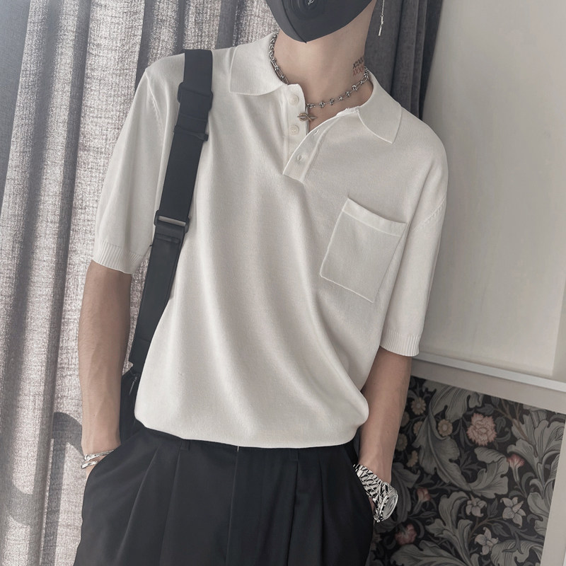 X16-特P68控982023夏季男士纯色宽松polo社会小伙翻领针织短袖,男装T恤,电商A216