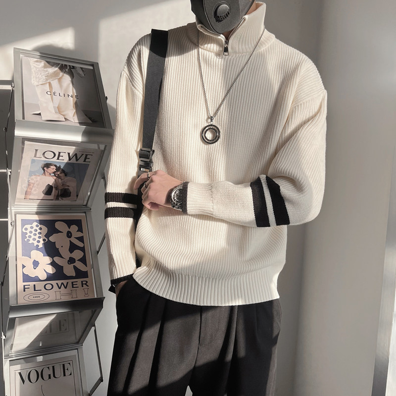MX173-P98控138加厚款半高领男秋冬季复古重磅潮男纯色潮牌毛衣,男装针织衫/毛衣,电商A216