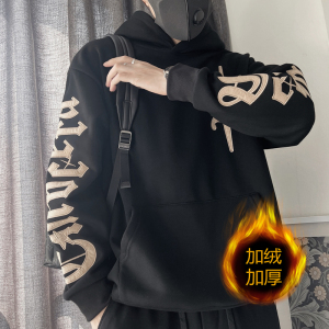 WY188-P88控118高级感连帽卫衣男痞帅外套2023新款秋冬季上衣黑