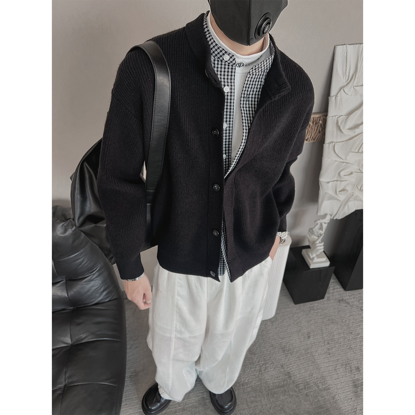 MX235-P118控158M-3XL涤纶50%晴纶30%锦纶20%内衬假两件针织开衫,男装卫衣,电商A216