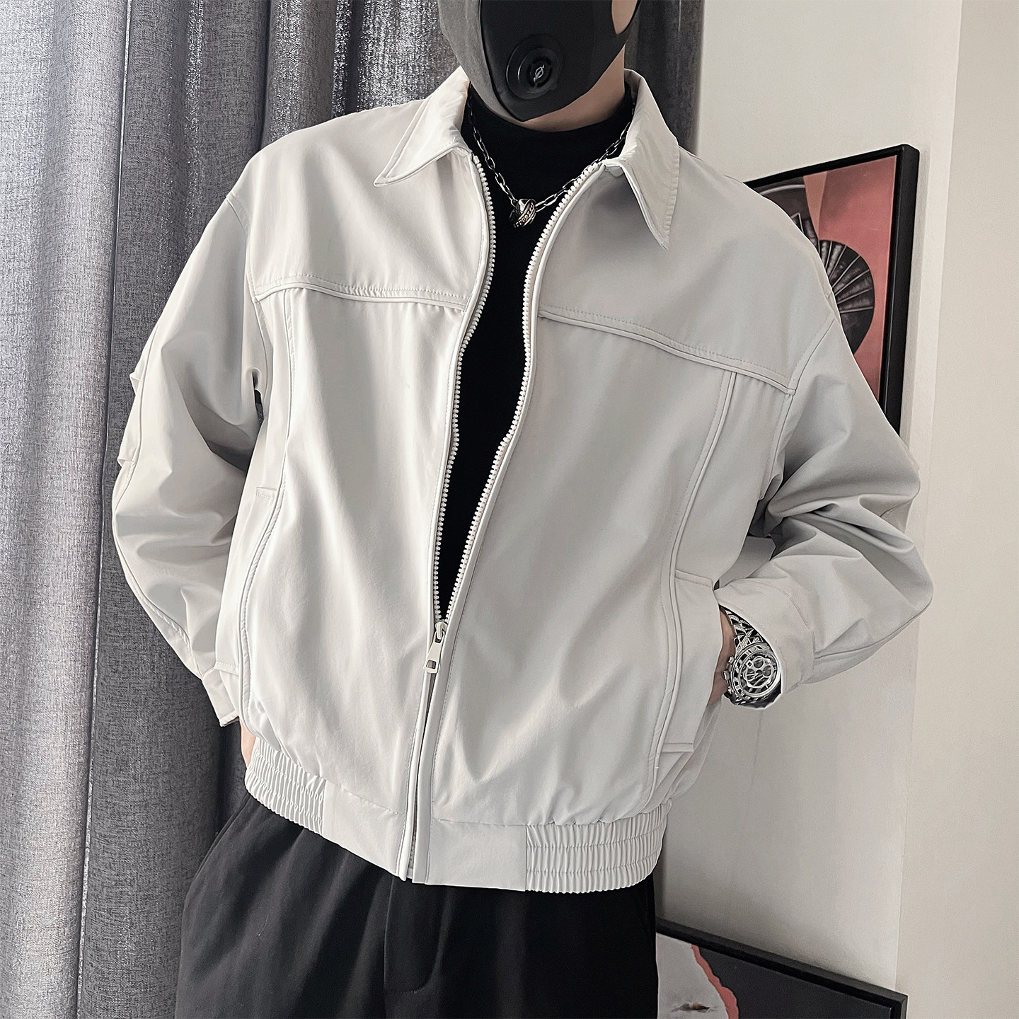 WT81-P88-控128-M-3XL-聚酯纤维 结构翻领夹克图片