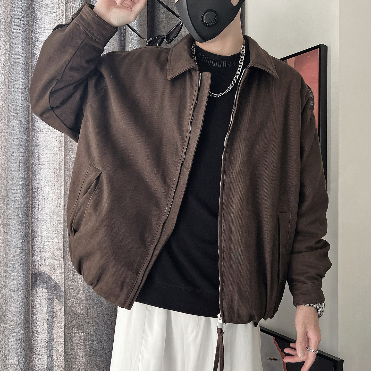 Y112-P218-控298M-3XL-55%棉45%莱赛尔50%绒光纯色夹克式羽绒服,男装夹克,电商A216