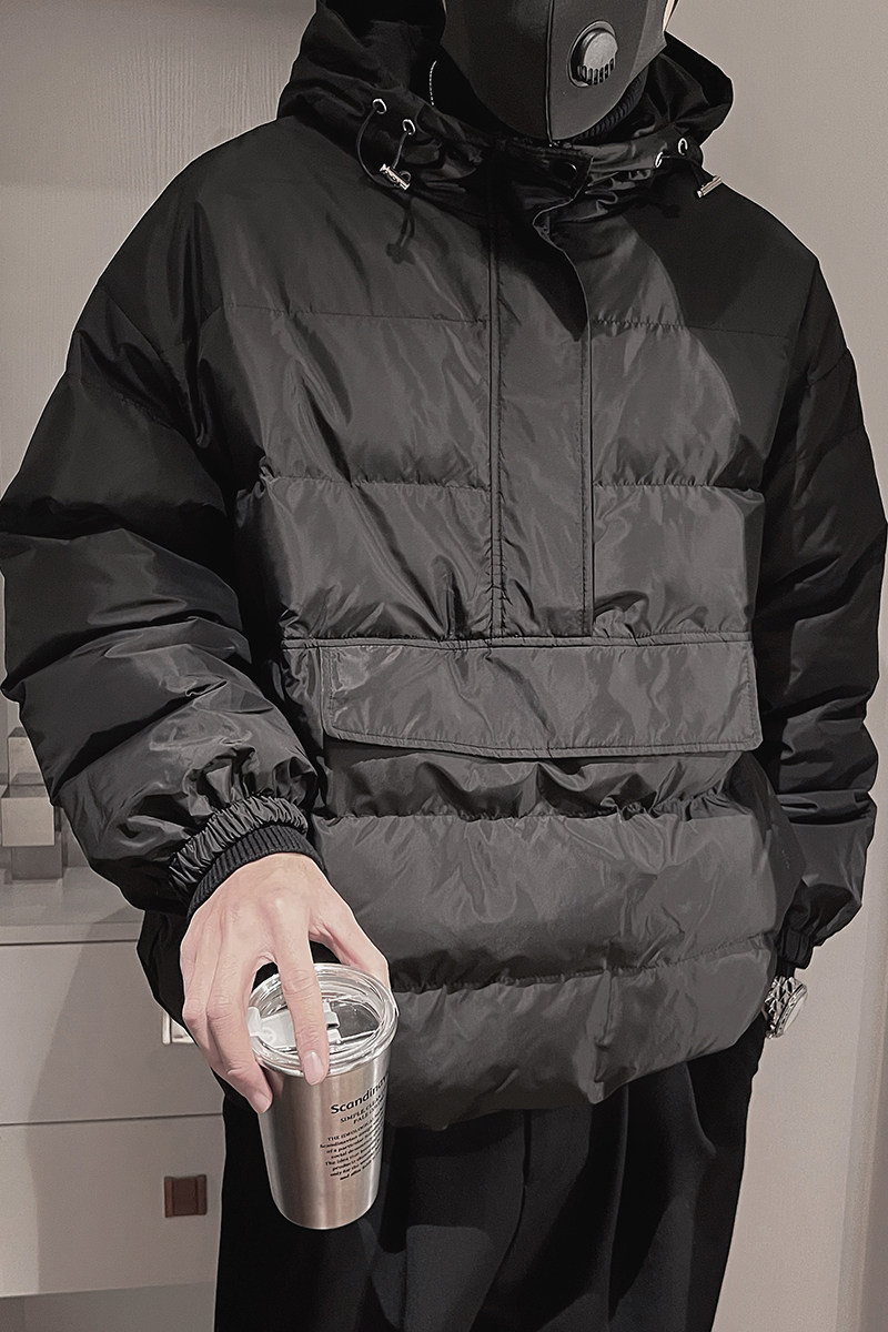 Y83-P128控168连帽套头棉衣男冬季下摆抽绳宽加厚保暖休闲外套,男装棉衣,电商A216