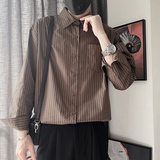 CS67-M-3XLP68-控9895%棉5%聚酯纤维美拉德系条纹衬衣韩版阔型版，男装衬衫，电商A216