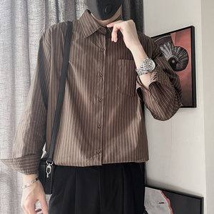 CS67-M-3XLP68-控9895%棉5%聚酯纤维美拉德系条纹衬衣韩版阔型版