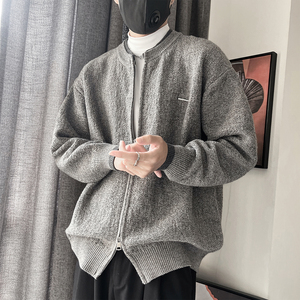 MX253-P88-控118-M-3XL15%腈纶15%锦纶70%涤纶花线双层领开衫毛衣图片