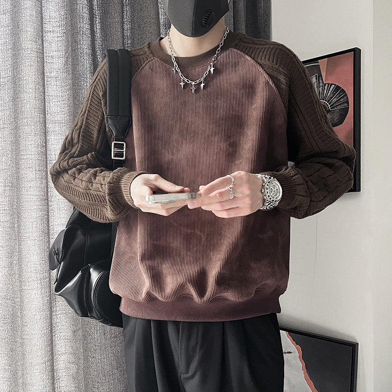 WY268-M-3XL P78-控108腈纶15%尼龙15%涤纶70%插肩拼手袖麻花纹布图片