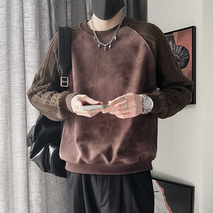 WY268-M-3XL P78-控108腈纶15%尼龙15%涤纶70%插肩拼手袖麻花纹布图片
