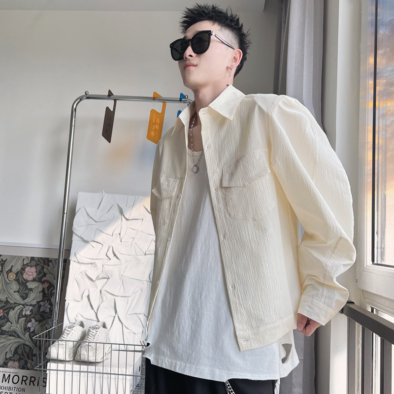 WT01-M-3XL-特P58控78聚酯纤维彩色薄外套膨袖衬衫式小外套,男装衬衫,电商A216